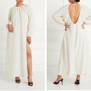 Hill House Womens The Simone Dress Maxi Slit Low Back Coconut Milk Ivory XXL